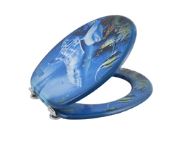 WC Printed Toilet Seat MDF Lid Dolphins