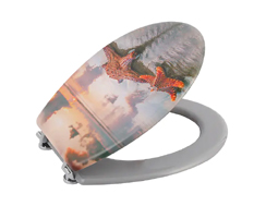 18 uropean Standard Slow Close Seat Toilet Cover Thickened Mute Home Printed Starfish Beach