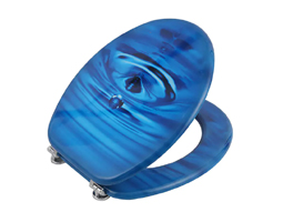 WC Printed Toilet Seat with Lid MDF Blue Water Drop Design
