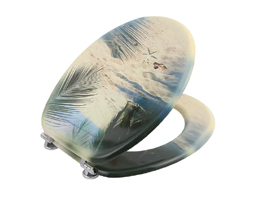 WC Printed Toilet Seat with Soft Close Lid MDF Beach Design