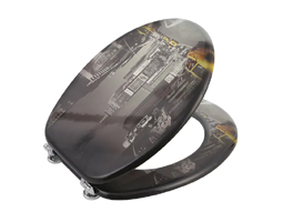 WC Printed Toilet Seats with Soft Close Lids MDF New York Design