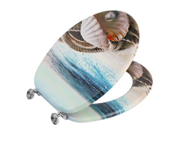 WC Printed Toilet Seat with Soft Close Lid MDF Muschel Design