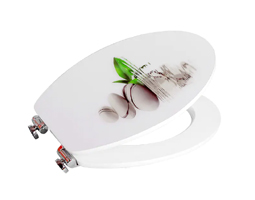 White stone print MDF toilet seat cover